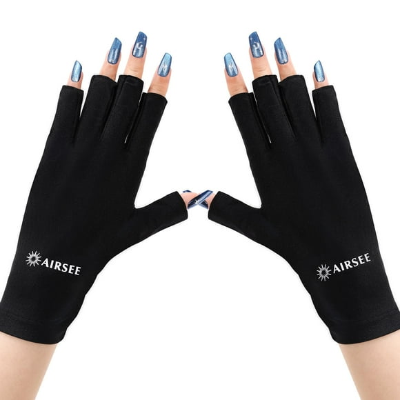 Guantes de protección UV AIRSEE para manicura con lámpara de uñas, color negro