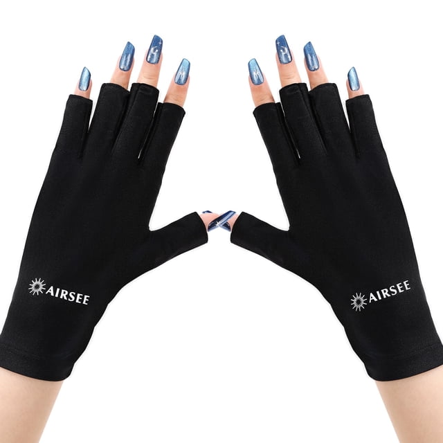 Guantes de protección UV AIRSEE para manicura con lámpara de uñas, color negro