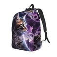 thumbnail image 4 of Hirioo Purple Moon Cat Canvas Backpack, Durable Travel Backpack with Multiple Compartments,Large Capacity, Backpack for School, Hiking, Work, 4 of 7
