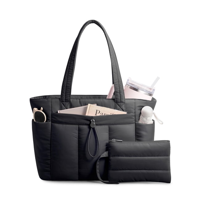 Bolsa de mano TopDesign Puffy para mujer con portavasos y compartimento para portátil, bolsa de cosm