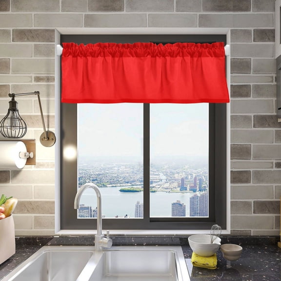 Red Valance Curtains Rod Pocket for Kitchen Living Room Windows Farmhouse Decor 54x18