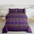 thumbnail image 2 of Homewish Vintage Boho Aztec Bedding Comforter Set for Female, Purple Stripes Triangle Twin Comforter Sets, Southwestern Theme Reversible Bedding Set, Luxury Bedroom Decor, 2 Pieces, 2 of 8