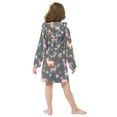 thumbnail image 4 of FORMRS Niños Bathrobe Unisex Hooded Robe Soft Plush Pajamas Sleepwear, Size 7-9T, Neon Llamas Pattern, 4 of 7