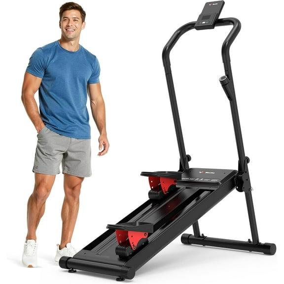 Magnetic Stair Stepper with Adjustable Resistance, Folding Vertical Exercise Climber for Home Workouts, Total Body Exerciser 350LBS Load with Pedal/Stand/LCD Display, Step Angle & Incline Adjustable