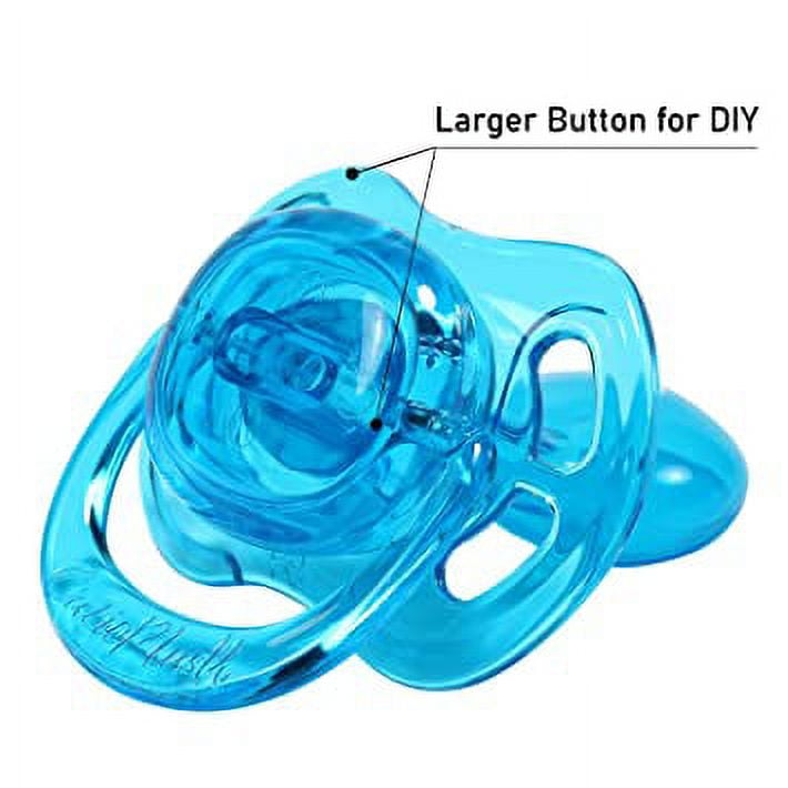 CutiePlusU Adult Sized Pacifier Dummy for Adult Babies-Crystal Butterfly Shape Big Shield 2 Pack-Pink, Blue