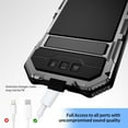 thumbnail image 6 of Dteck for iPhone 16 Pro Max Case with Built-in Screen Protector, Metal Heavy Duty Full Body Protective Case with Kickstand, Military Grade Shockproof Rugged Case for iPhone 16 Pro Max,Silver, 6 of 7