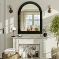 thumbnail image 5 of BEAUTYPEAK 36"x 24" Arched Bathroom Mirror Wall Mirror Wooden Frame,Black, 5 of 8