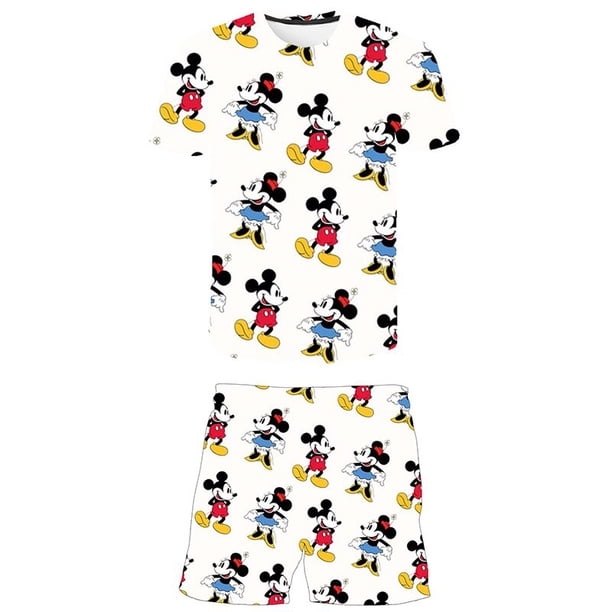 Ropa de verano para niños de Mickey Mouse, ropa deportiva para bebés y niñas, camisetas para niños, conjunto de 2 piezas, ropa para niños de 1 a 14 años, 6M Gao Jinjia LED