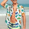 thumbnail image 5 of Picia Colorful Dinosaur Gentle Cotton Regular Fit Short Sleeve Casual Hawaiian Shirt for Men-Large, 5 of 9