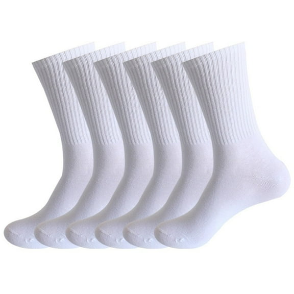 6 Pairs Women's Solid Sports Athletic Casual Work Plain Crew Socks