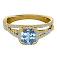 thumbnail image 2 of Mauli Jewels Rings for Women 0.90 Carat Diamond and Cushion Shaped Blue Topaz Ring 4-prong 10K Yellow Gold, 2 of 7