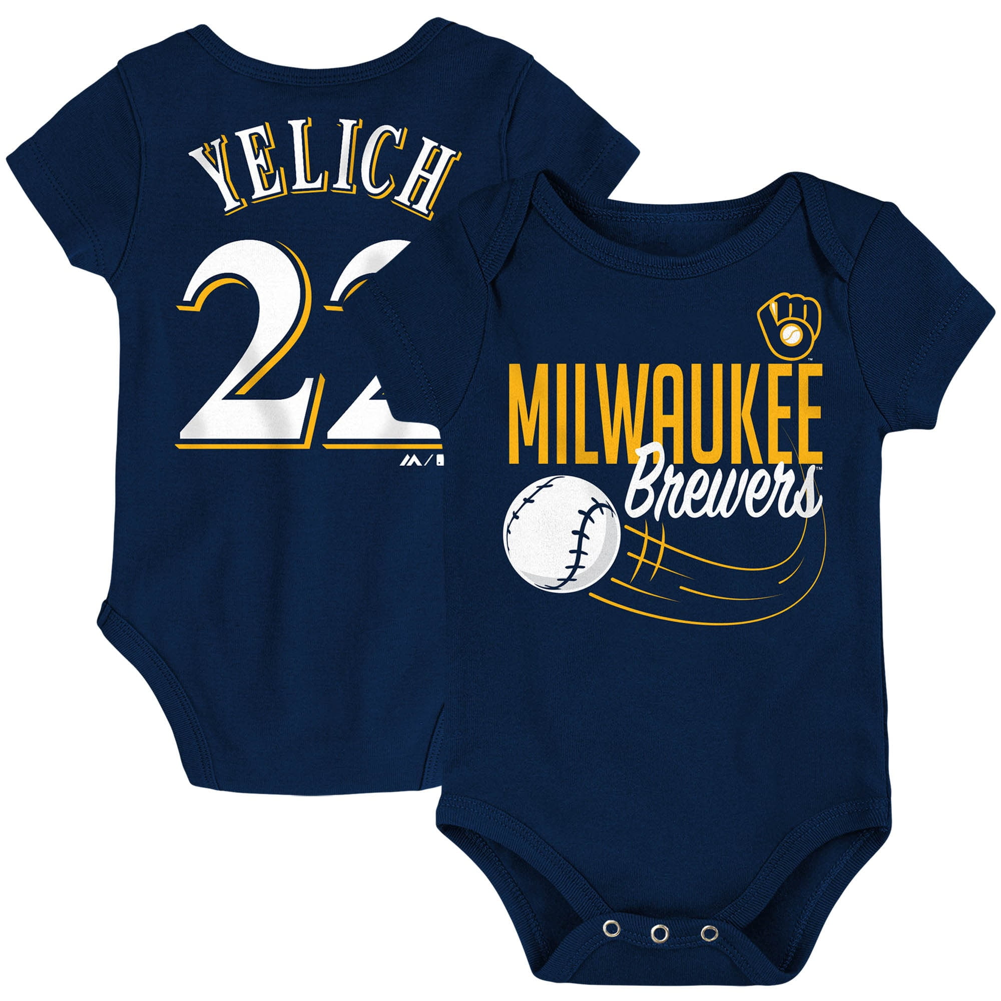 Majestic Milwaukee Brewers Baby//Infant 2 Piece Creeper Set