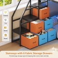 thumbnail image 3 of Low Bunk Bed Twin Over Twin Size with 6 Storage Drawers and LED Lights, Reversible Metal Bunk Beds with 6-Pocket Organizer and Storage Staircase, Twin Loft Bed with High Guardrails, Black, 3 of 9