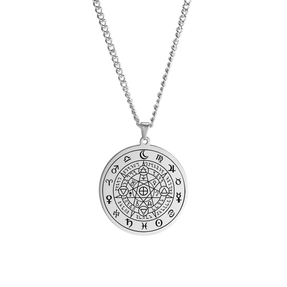 TEAMER Heptagram Pendant Necklace for Men Protection Amulet Soloman Necklace Stainless Steel Jewelry