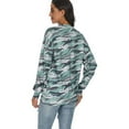 thumbnail image 3 of Women Casual Sweatshirts Fall Loose Lightweight Camouflage Long Sleeves Tops Cute Camo Crewneck Pullover green L, 3 of 6