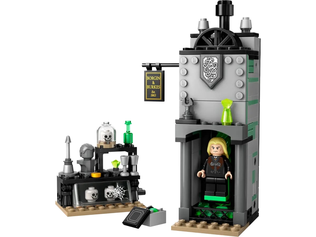 LEGO® Harry Potter Diagon Alley Borgin and Burkes: Floo Network Set 40695 – Lucius Malfoy Minifigure with Disappearing Fireplace Function, 190 Pieces, Gift for Kids Aged 8+