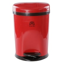 Ewingger 10 Liter Plastic Step Trash Can, Round Foot Pedal Garbage Can, 1 Pack, Red