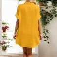 thumbnail image 4 of Formal Dresses Women, Linen Shirt Casual Cotton Lapel Collar Button Midi Dress With Short Sleeves Loose For Wedding Guest Lavender Dress Women Cute Dresses (M, Yellow) ZMTing, 4 of 5