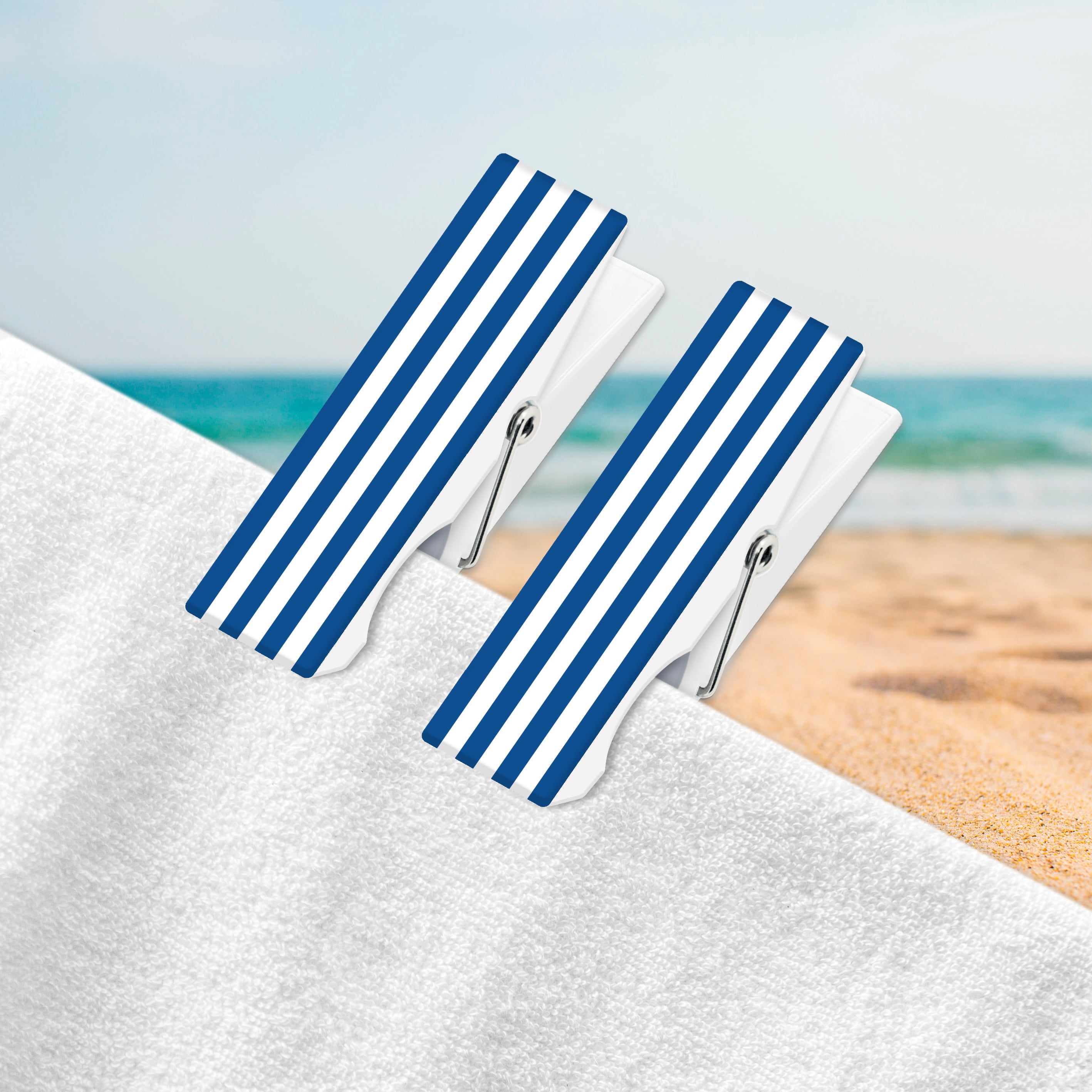 Mainstays Blue Stripe Beach Towel Clips