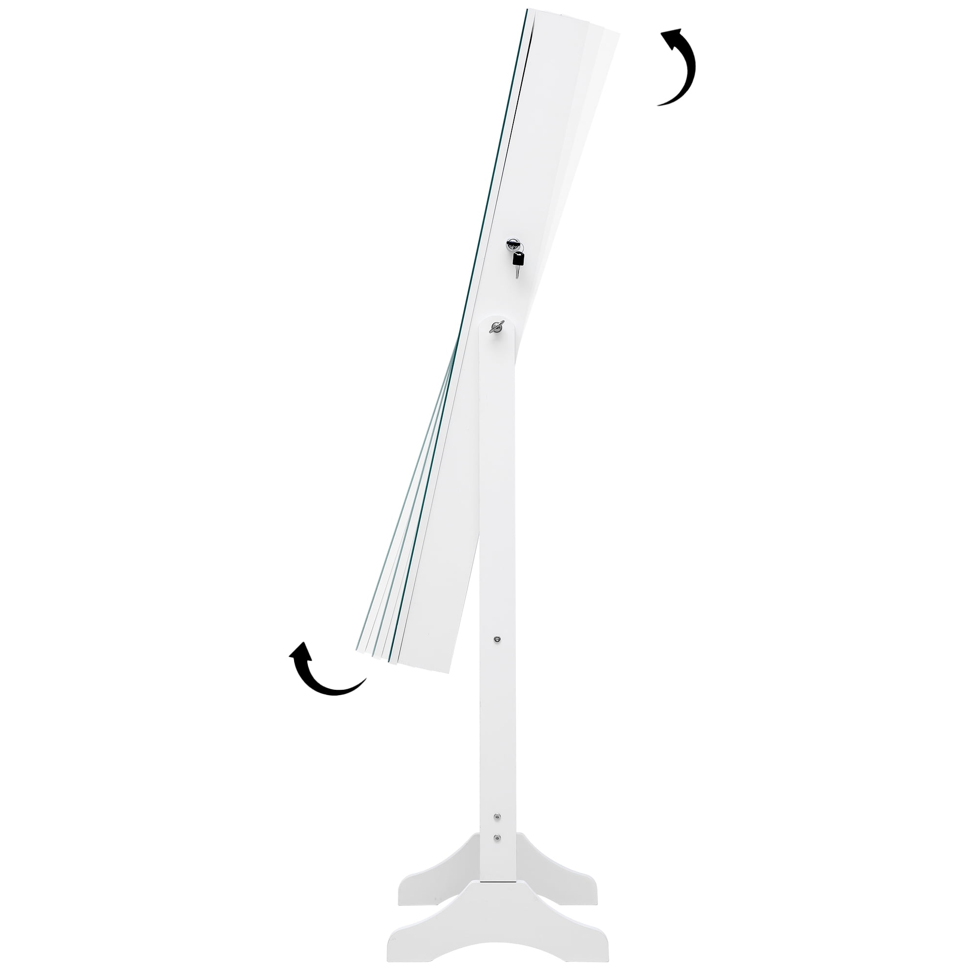 Kepooman Jewelry Cabinet with Full-Length Mirror, Freestanding Body Mirror with Jewelry Storage, Door/Wall Mounted Jewelry Armoire Organizer, Dressing Mirror with Lockable Cabinet, White Kepooman Jewelry Cabinet with Full-Length Mirror, Freestanding Body Mirror with Jewelry Storage, Door/Wall Mounted Jewelry Armoire Organizer, Dressing Mirror with Lockable Cabinet, White