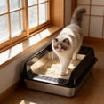 thumbnail image 6 of Leodye 1PCS Stainless Steel High-Sided Litter Box for Smalls, Non-Stick Odor-Proof & Easy to Clean -15.75x1 1.81x7.87in, 6 of 6