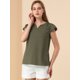 thumbnail image 3 of Camiseta Manga Tulipán Cuello En V Básico Para Mujer Verde oliva M, 3 of 6