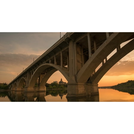 Foot Span Bridge - Broadway Bridge spans the South Saskatchewan River Saskatoon Saskatchewan Canada Poster Print