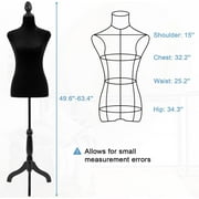 Dkelincs Adjustable Mannequin Torso Stand Female Dress Form Model Manikin Body for Displays Jewelry with Tripod, Black