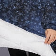 thumbnail image 3 of Oversized Wearable Blanket Hoodie,Dark Blue Christmas Snowflake Pattern Sherpa Blanket Hoodie with Super Pockets,Super Warm Fuzzy Pullover for Women & Men, 3 of 6