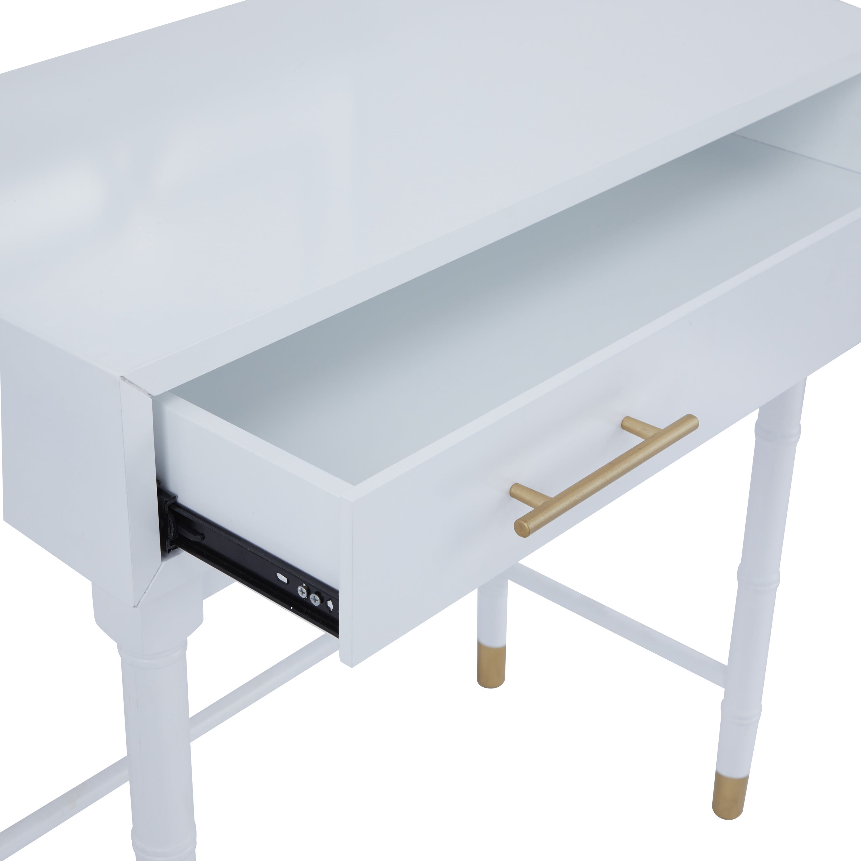DecMode 31" x 31" White Wood Single Drawer Console Table with Mirror, 2-Pieces