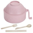 thumbnail image 1 of Ramen Bowl Cuchara Tenedor Palillos Vajilla Con Tapa Y Asa (claro) Rosa, 1 of 4