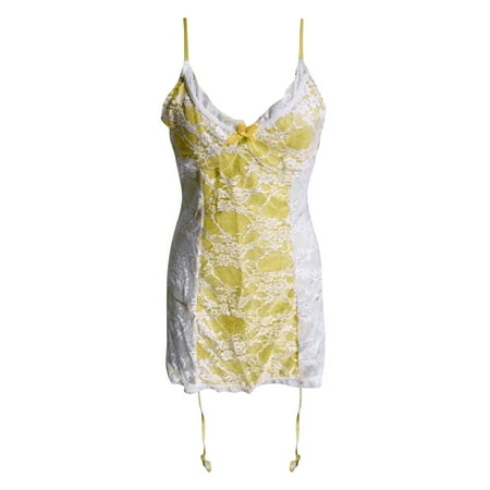 

wendunide underwear women Women Ladies y Valentine Lingerie Lace Babydoll Underwear Nightwear Sleepwear Yellow XL