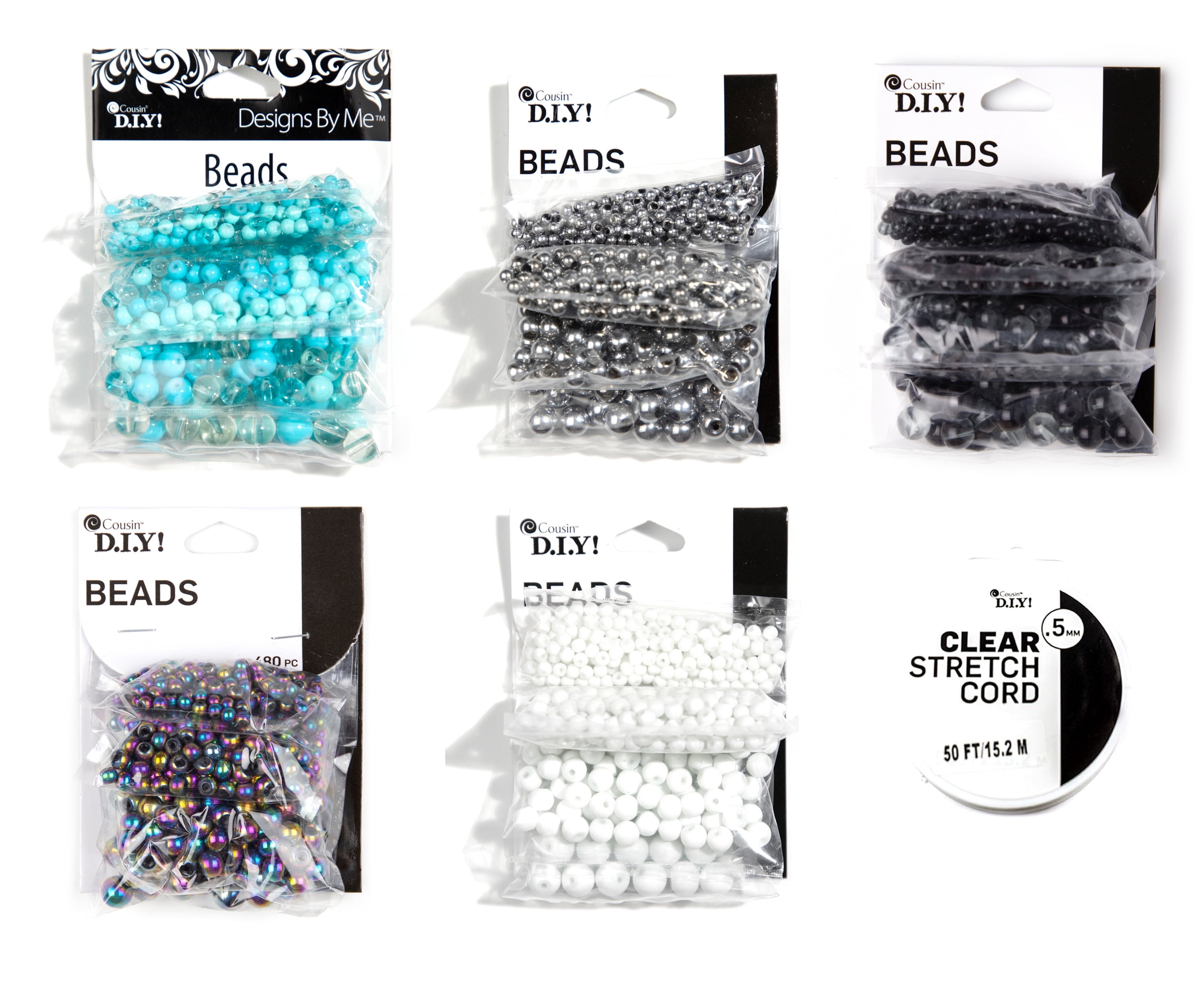 Cousin DIY Glass Bead Bundle in Multiple Colors and Sizes with Stretch