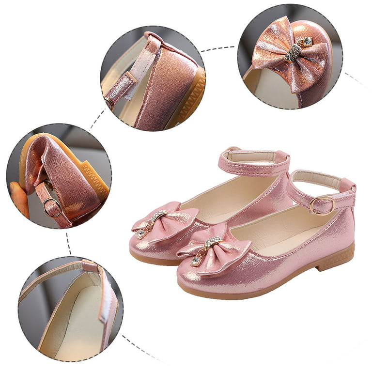 JDEFEG Shoes Toddler Size 5 Shallow Single Children Baby Girls Shoes Kids  Bowknot Dance Princess Shoes Baby Baby Shoes 1 Year Old Pink 21