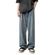 Men's Jeans Relaxed Fit Men Fashion Loose Plus Size Jeans Street Wide Leg Trousers Pants Jeans Homme Blue M