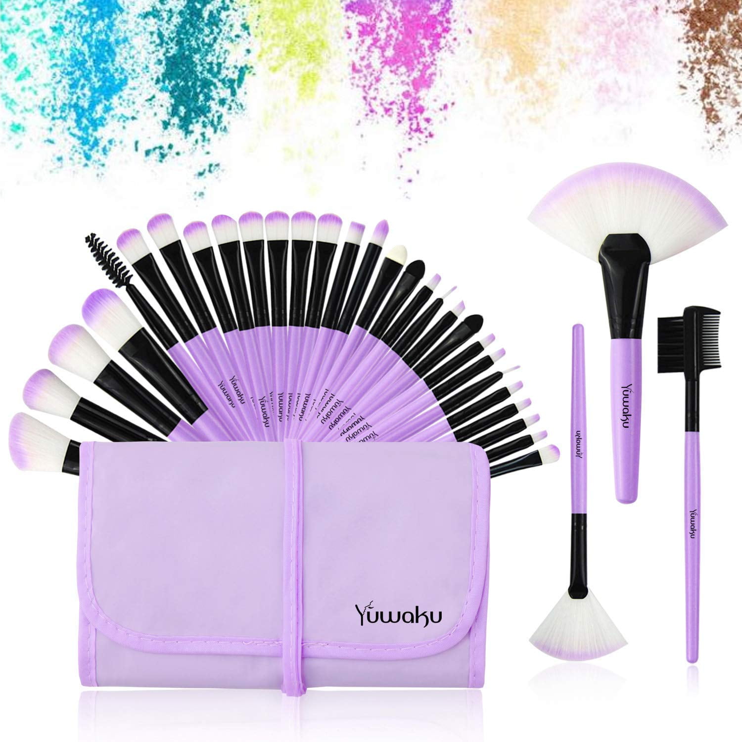 Make Up Brush Set 32 pcs, Brush Set Lilac Make Up Brush Cosmetic Brush Eye Shadow Face Brush Eyeliner With Nylon Bag (PURPLE)