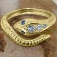 thumbnail image 4 of LBG British Made 14k Yellow Gold Natural Aquamarine & Sapphire Womens Band Ring - 33 size options - Size 5, 4 of 6
