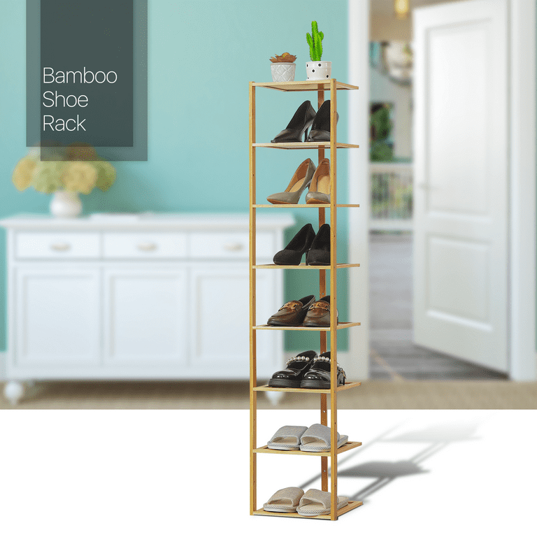 MoNiBloom 8 Tiers Corner Bamboo Shoe Rack, Storage Shoes Stand 8 Pairs Organizer  Stand for Entryway Bedroom & Reviews