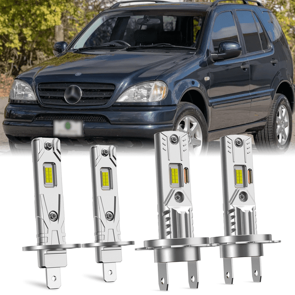 Fits 1998-2001 Mercedes-Benz ML430 LED Headlight Bulbs H1 High Beam H7 Low Beam Replacement Kit