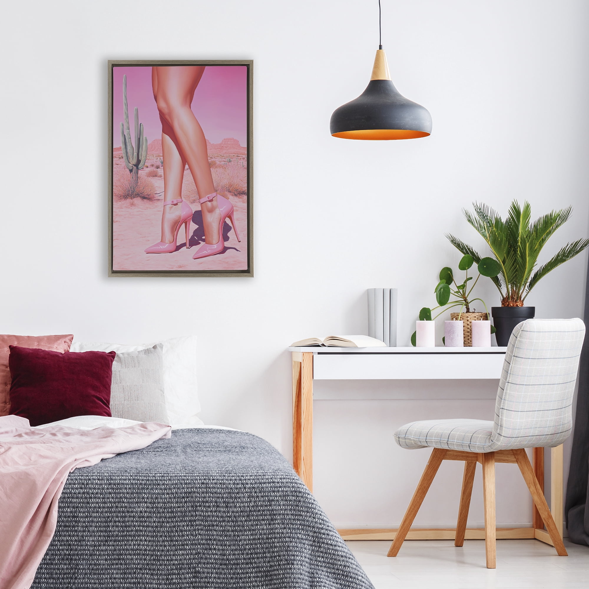 Stupell Industries Desert Heels Cowgirl Brown Framed Floater Canvas Wall Art, design by Heidi Kuntz