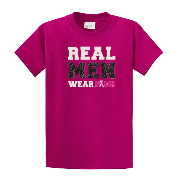 Real Men Wear Pink Breast Cancer T-Shirt-fuschia-small