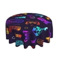 thumbnail image 2 of XMXT Waterproof Table Cloth, Gradient Gamepad Print Polyester Round Tablecloth for Dining Room Party Decor Tablecloths, 60 inches, 2 of 8