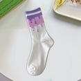 thumbnail image 3 of vnanda Four Seasons Women Socks 1 Pair Mid-calf Socks Korean Heart Embroidery Kawaii Hop Color Matching Anti-slip Soft No Odor Sweat Absorption Lady Four, 3 of 8