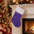thumbnail image 5 of MKOSPLRT Sequin Christmas Stocking, Purple Sequined Xmas Stocking with Faux Fur Trim and Hanging Cord, Holiday Gift Bag for Fireplace Mantel, Tree and Home Decor, 5 of 8