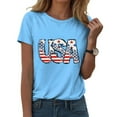 thumbnail image 2 of TOWED22 USA Flag Tee Shirt for Women 4th of July Memorial Day T Shirt American Proud T Shirt Casual Short Sleeve Graphic Tee(Sky Blue,XL), 2 of 5