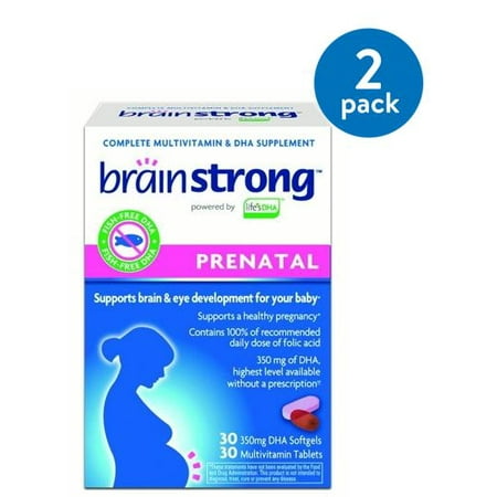 (2 Pack) BrainStrong Prenatal Multivitamin and DHA Supplement, 60