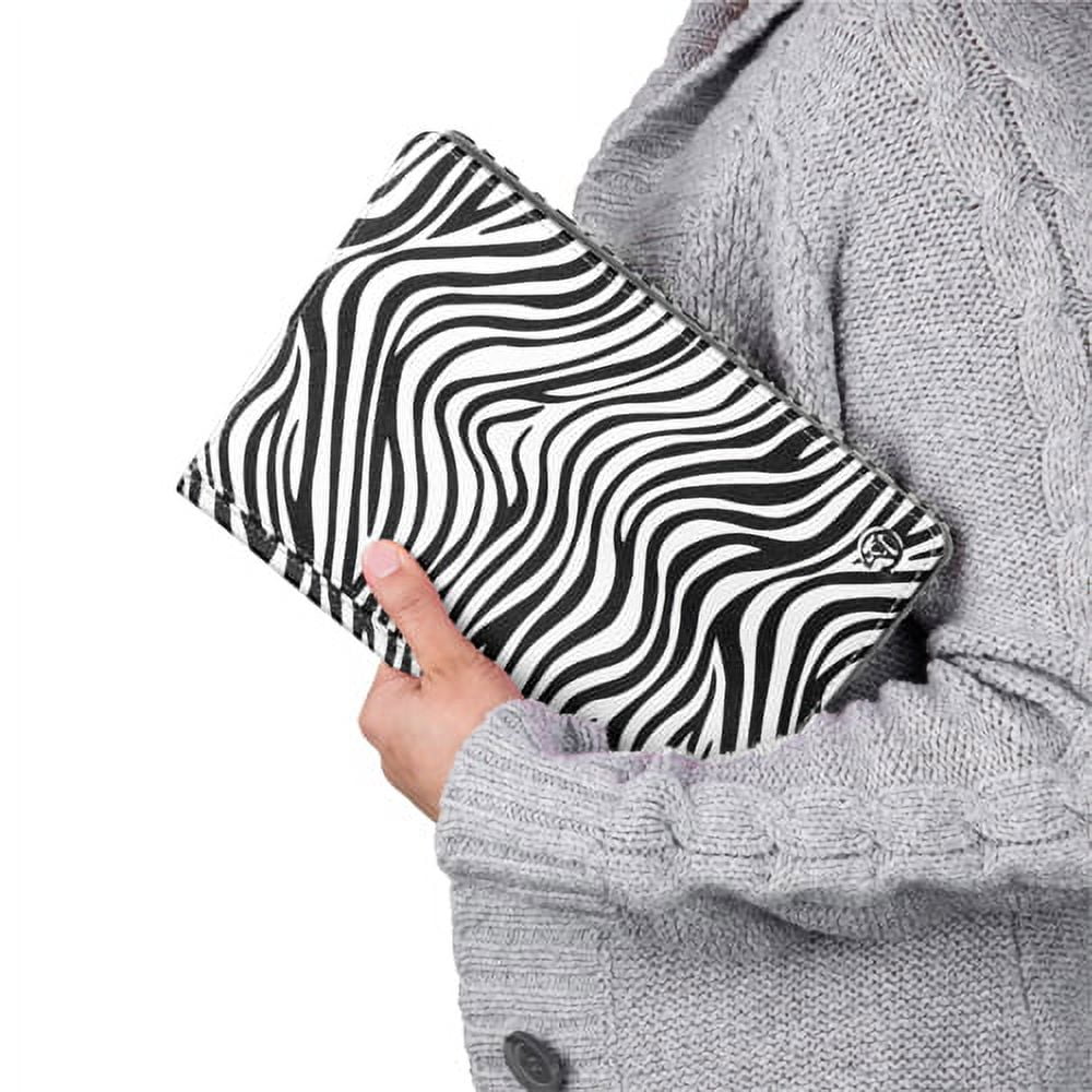 iPad Air 2 9.6" Case - Vegan Leather Portfolio Stand Case For Apple iPad Air 2 2014 With Folding Cover And Interior Slip Accesory Pockets (Zebra)