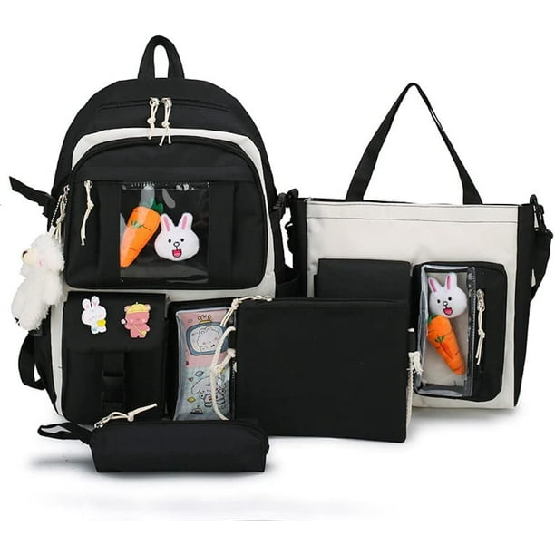 DanceeMangoos Kawaii Backpack Set of 5 with Pins and Accessories Cute