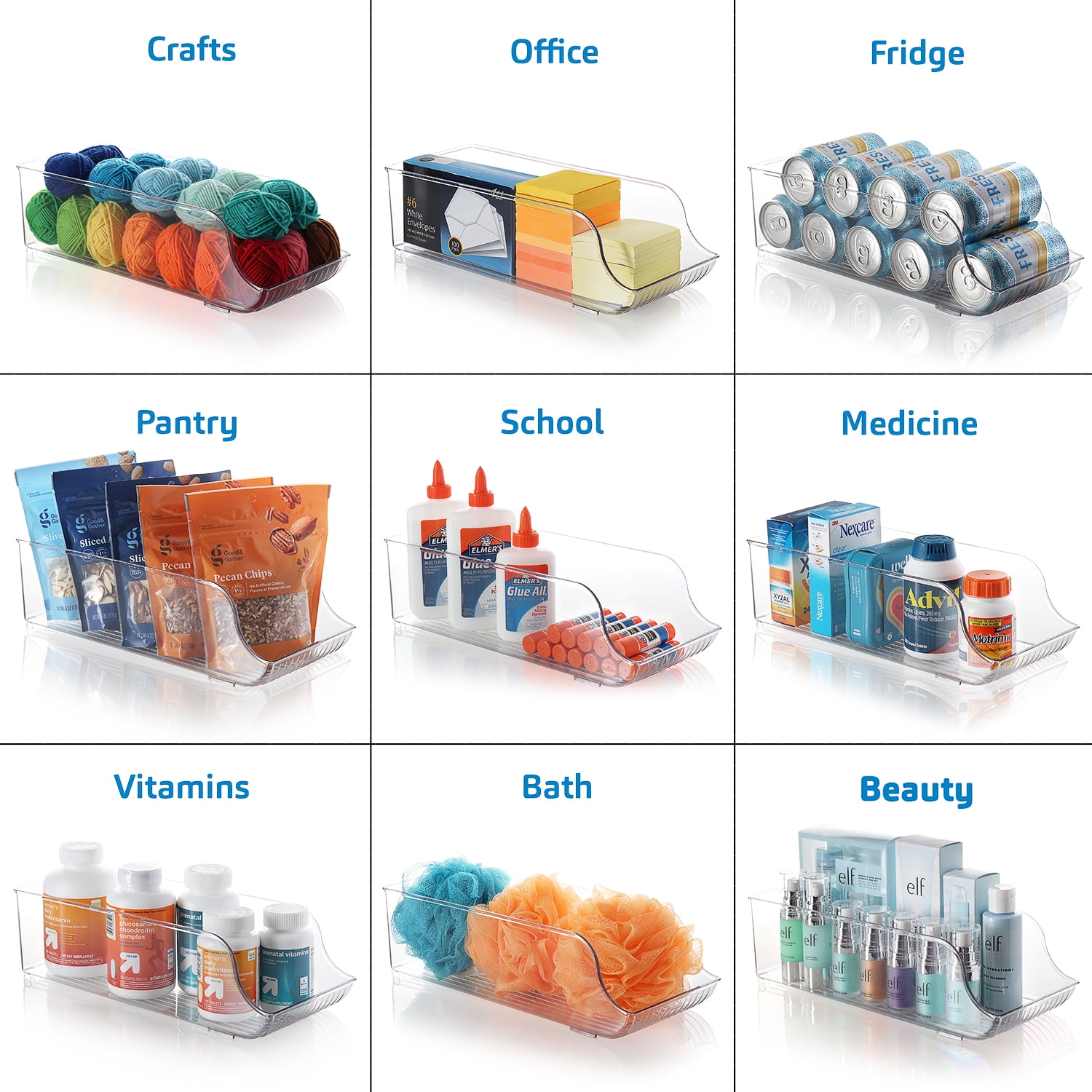 EatEx 1 Pack Clear Plastic Food Storage Bins with Handles, Kitchen Pantry, Refrigerator, Cabinet Organizers for Dried Goods, Fruit, Pasta, or Snacks, Clear BPA Free Containers