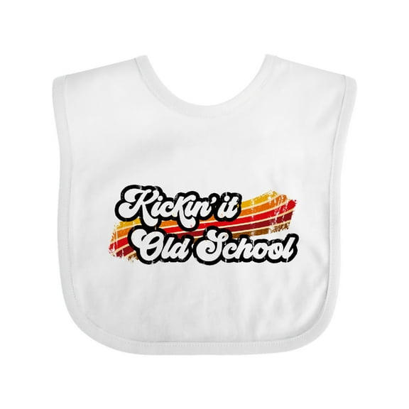 Inktastic Kickin' it Old School with Weathered Retro Stripe Boys or Girls Baby Bib